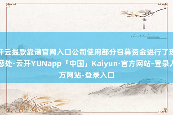 开云提款靠谱官网入口公司使用部分召募资金进行了现款惩处-云开YUNapp「中国」Kaiyun·官方网站-登录入口